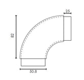 MOD 50 - ROUND RADIUS90 Degrees JOINER 316 STAINLESS STEEL
